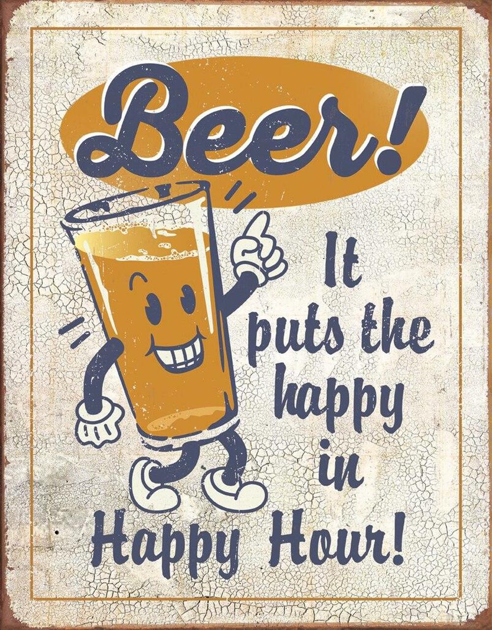 Happy Hour - Beer - tin sign wall decor