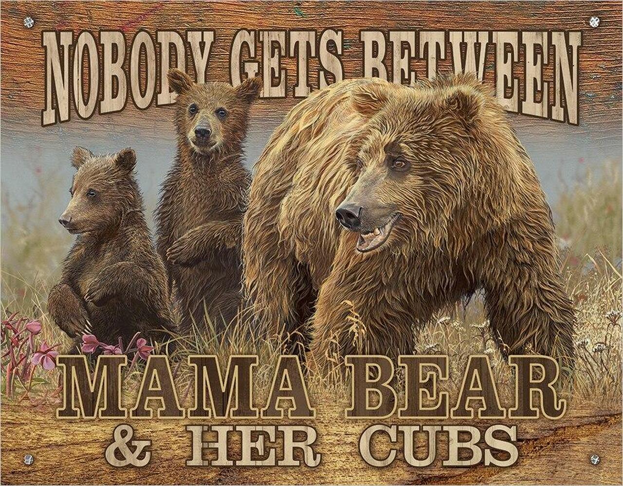 Mama Bear - Gets Between - tin sign wall decor