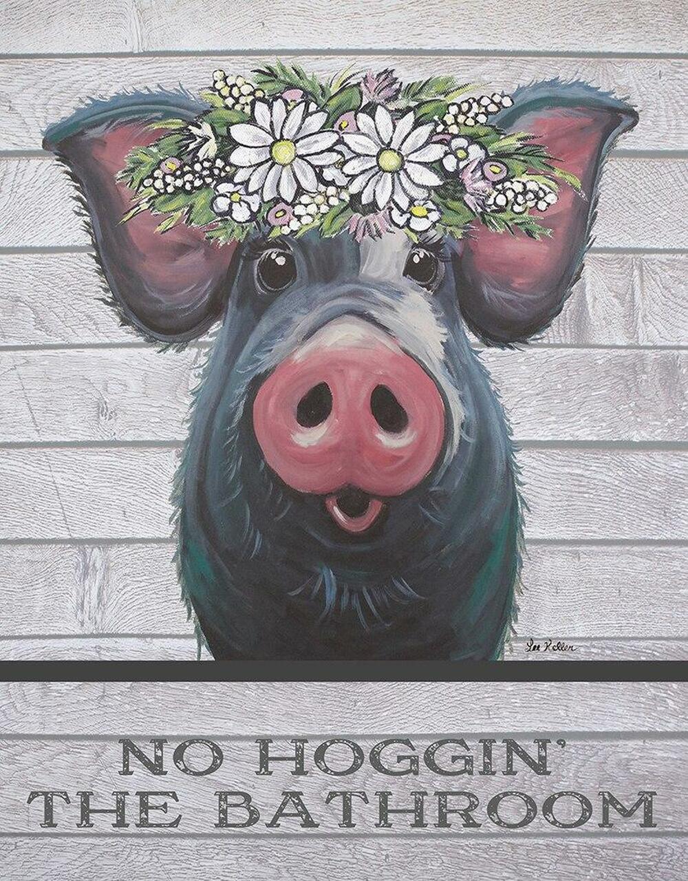No Hoggin the Bathroom - tin sign wall decor