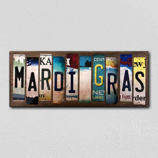 Mardi Gras License Plate Tag Strips Novelty Wood Signs