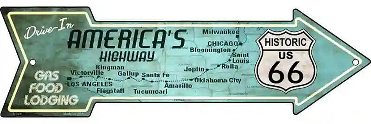Americas Highway Drive In Metal Arrow Sign