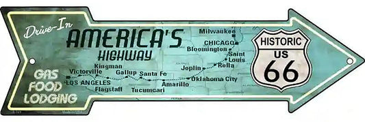 Americas Highway Drive In Metal Arrow Sign