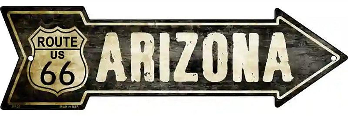 Vintage Route 66 Arizona Metal Arrow Sign