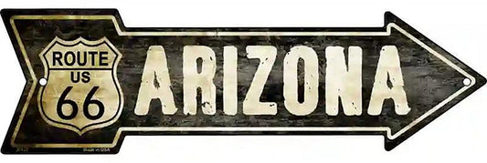 Vintage Route 66 Arizona Metal Arrow Sign