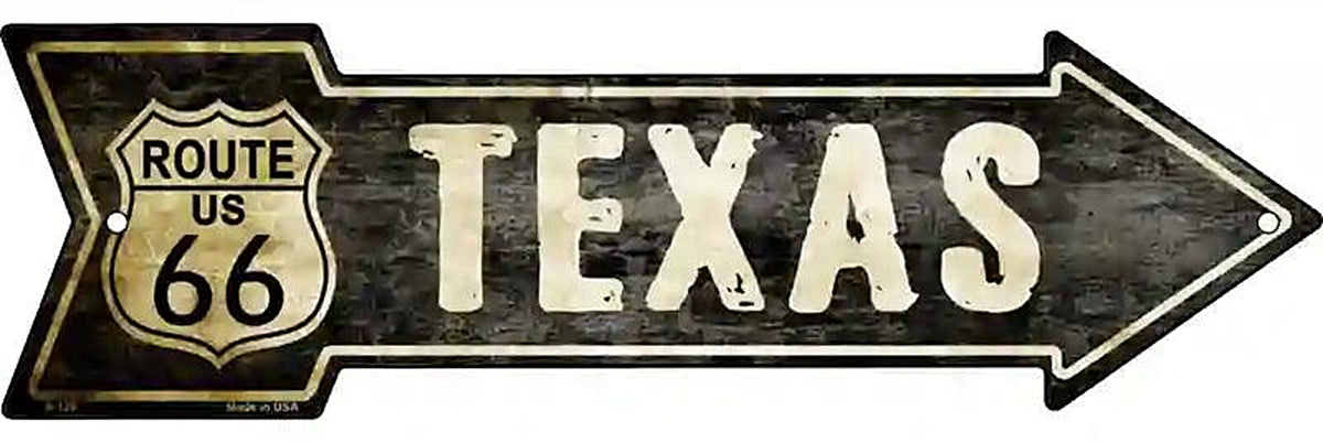 Vintage Route 66 Texas Metal Arrow Sign