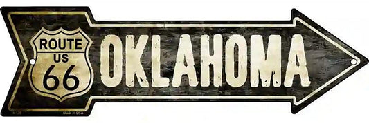 Vintage Route 66 Oklahoma Metal Arrow Sign