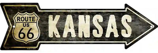 Vintage Route 66 Kansas Metal Arrow Sign
