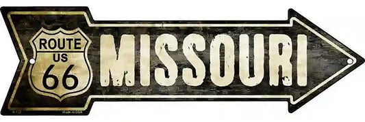 Vintage Route 66 Missouri Metal Arrow Sign