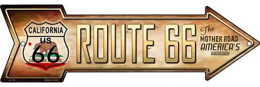 Route 66 California Flag Metal Arrow Sign