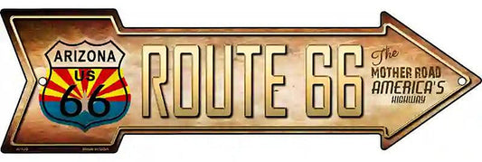 Route 66 Arizona Flag Metal Arrow Sign