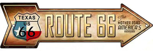 Route 66 Texas Flag Metal Arrow Sign