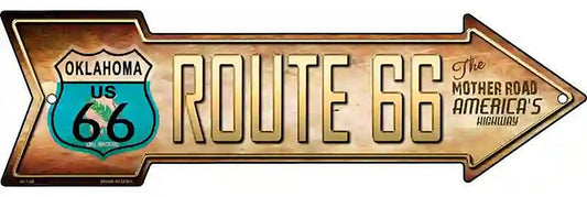 Route 66 Oklahoma Flag Metal Arrow Sign