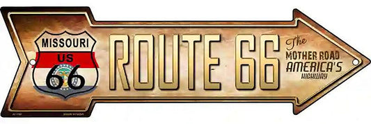 Route 66 Missouri Flag Metal Arrow Sign