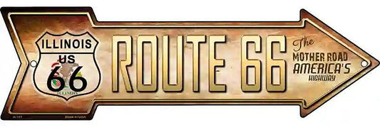Route 66 Illinois Flag Metal Arrow Sign