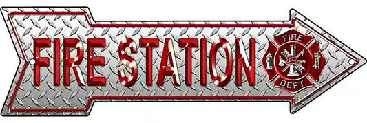 Fire Station Metal Arrow Sign