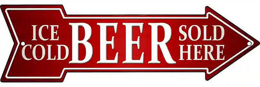 Ice Cold Beer Sold Here Metal Arrow Sign