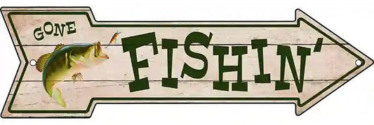 Fishing Metal Arrow Sign