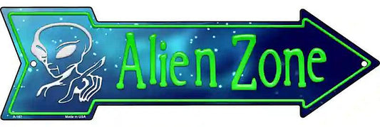 Alien Zone Metal Arrow Sign