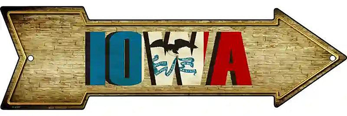 Iowa Metal Arrow Sign