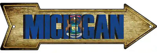 Michigan Metal Arrow Sign