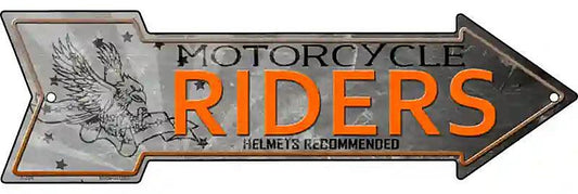 Motorcycle Riders Metal Arrow Sign