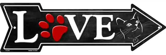 Love Cats Metal Arrow Sign
