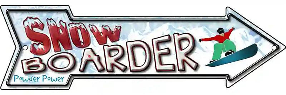 Snowboarder Dude Metal Arrow Sign