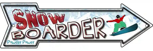 Snowboarder Dude Metal Arrow Sign
