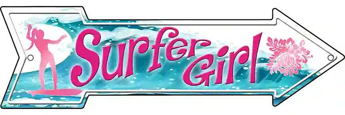 Surfer Girl Metal Arrow Sign