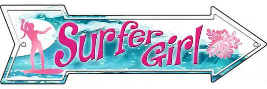 Surfer Girl Metal Arrow Sign