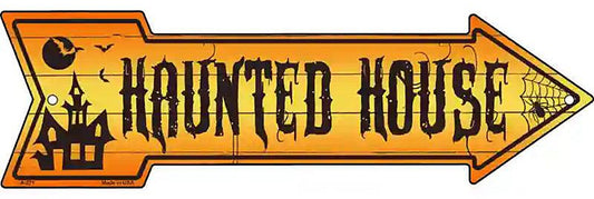 Haunted House Metal Arrow Sign