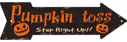 Pumpkin Toss Metal Arrow Sign