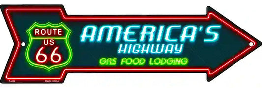 Route 66 Lodging Metal Arrow Sign