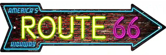 Route 66 Neon Metal Arrow Sign