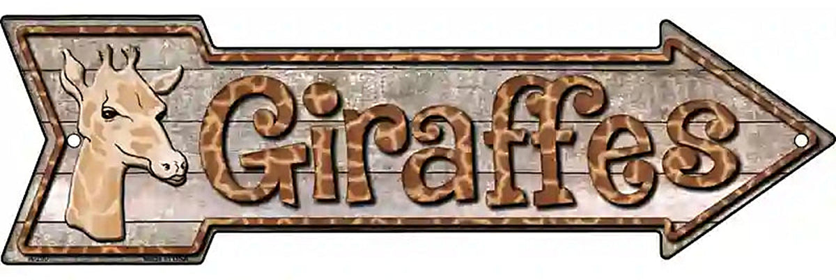 Giraffes Metal Arrow Sign
