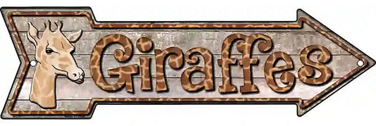 Giraffes Metal Arrow Sign