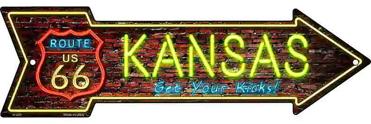 Kansas Neon Metal Arrow Sign