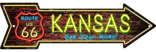 Kansas Neon Metal Arrow Sign