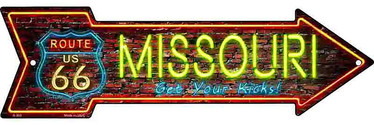 Missouri Neon Metal Arrow Sign