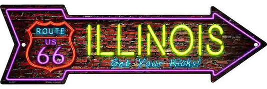 Illinois Neon Metal Arrow Sign