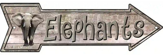 Elephants Metal Arrow Sign