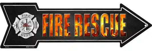 Fire Rescue Metal Arrow Sign