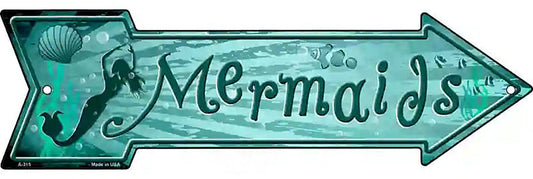 Mermaids Metal Arrow Sign