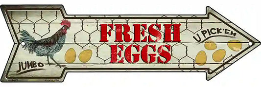Fresh Eggs Metal Arrow Sign