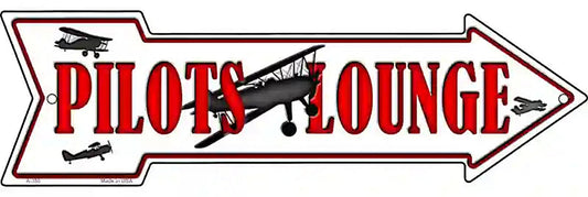 Pilots Lounge Metal Arrow Sign
