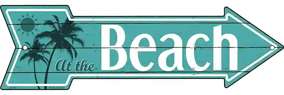 At The Beach Metal Arrow Sign