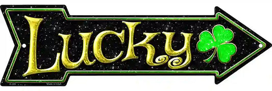 Lucky Clover Metal Arrow Sign