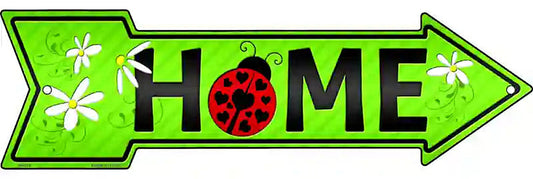 Home with Ladybug Metal Arrow Sign