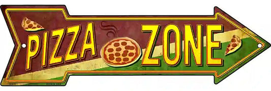 Pizza Zone Metal Arrow Sign