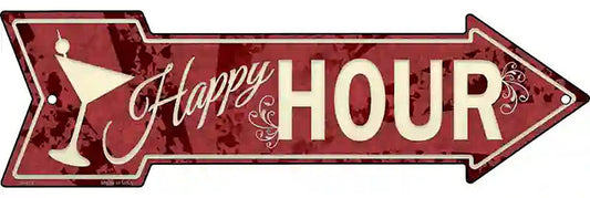 Happy Hour Metal Arrow Sign